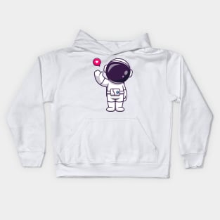 Cute Astronaut Waving Hand Cartoon Kids Hoodie